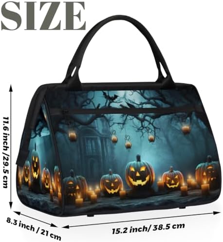 Halloween Pumpkin Bat Candle Tree Gym Bag for Women Men