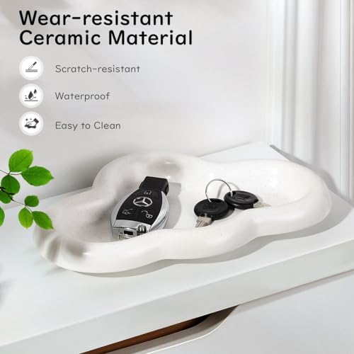 Matte White Ceramic Jewelry Tray for Home Decor