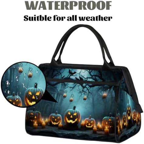 Halloween Pumpkin Bat Candle Tree Gym Bag for Women Men