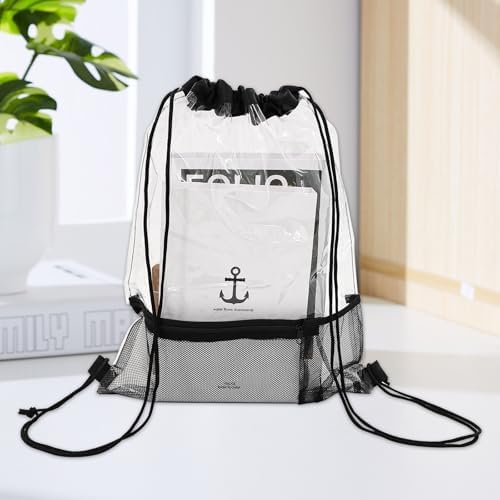 6 Pcs Clear Drawstring Bags Waterproof for Gym Concert Travel