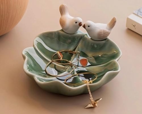 Lotus Ceramic Trinket Dish Green