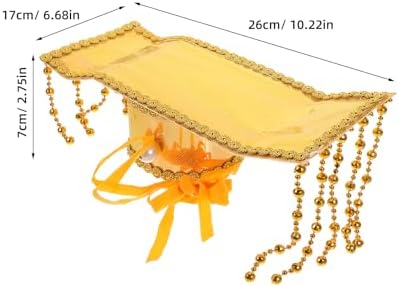 LOGOFUN Ancient Emperor Hat with Beaded Tassel Glitter Prince Hat Adjustable Strap for Cosplay Party Costume Accessories