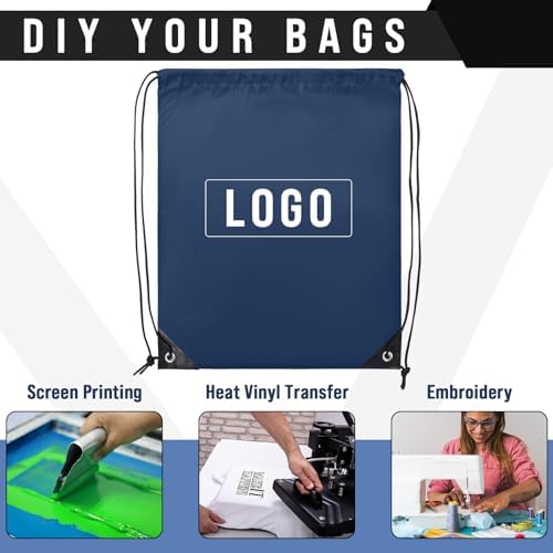 Silkfly 100 Pack Drawstring Backpacks Navy Blue