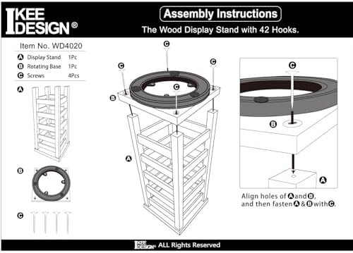 Ikee Design Wood Rotating Earring Display Stand