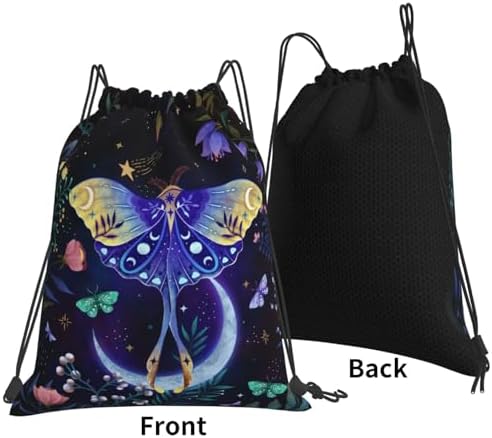 Moon-Moth Foldable Gym Bag Backpack with Drawstring for Shopping Sport Yoga Travel Swimming Beach