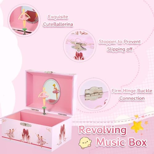 Musical Ballerina Jewelry Box with Spinning Figure for Kids