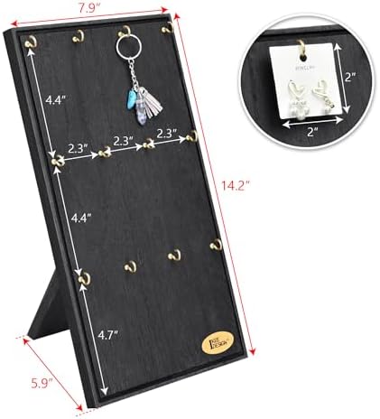 Ikee Design Wooden Jewelry Display Stand with 12 Hooks Black