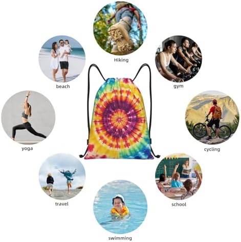 Colorful Pattern Drawstring Backpack - Sports Gym Bag for Women Men