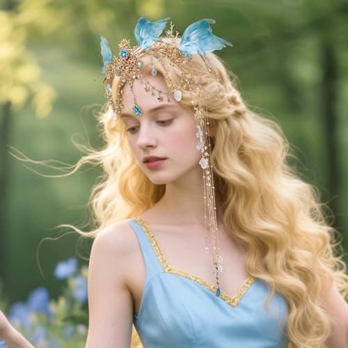 Fairy Elf Crown with Butterfly Wings for Women