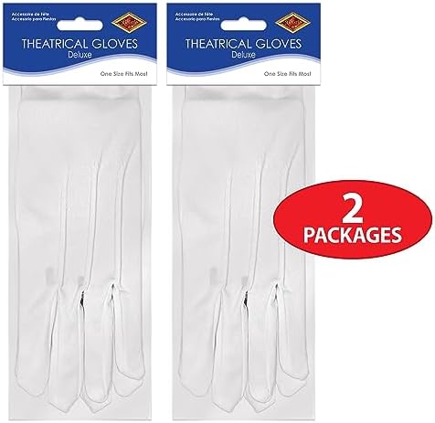 Beistle 2 Pair Adult White Theatrical Gloves