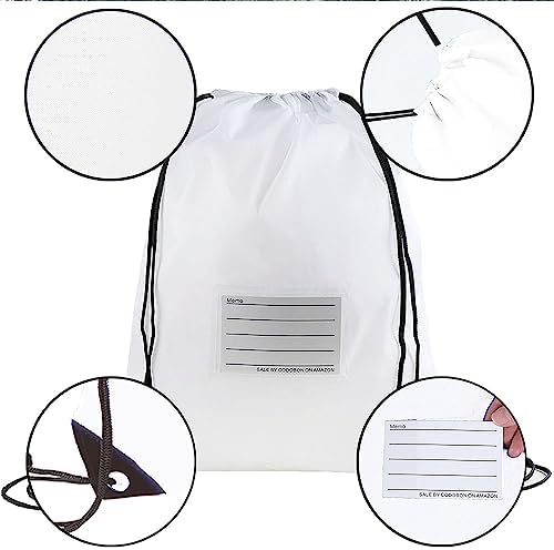 20 Pcs White Drawstring Bags for Travel Gym Sport