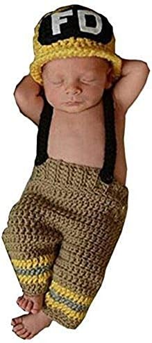Matissa Newborn Baby Crochet Costume Photography Prop Hats and Outfits Firefighter 2