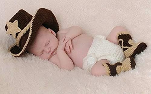 Vemonllas Baby Boy Girl Cowboy Bonnet Hat Shorts Boots Photo Prop Costume