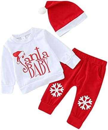 Christmas Santa Letters Print Baby Boy Sweatshirt Bodysuit Set