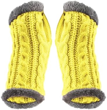 Furry Cuff Fingerless Winter Gloves with Thumb Hole