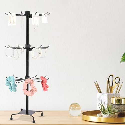 4 Pcs Rotating Jewelry Display Stand with Hooks
