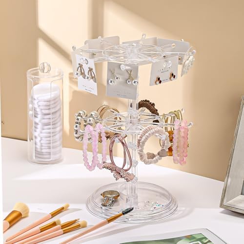 2 Pack Rotating Jewelry Display Stand for Earrings and Bracelets