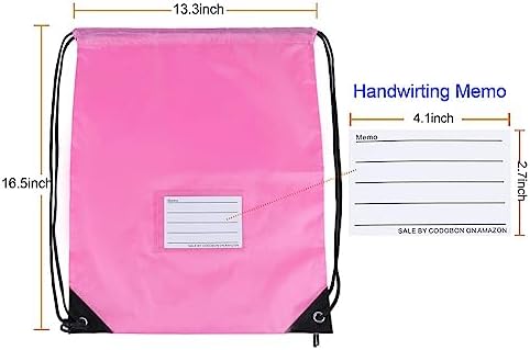20 Pcs Pink Drawstring Bags With Cards