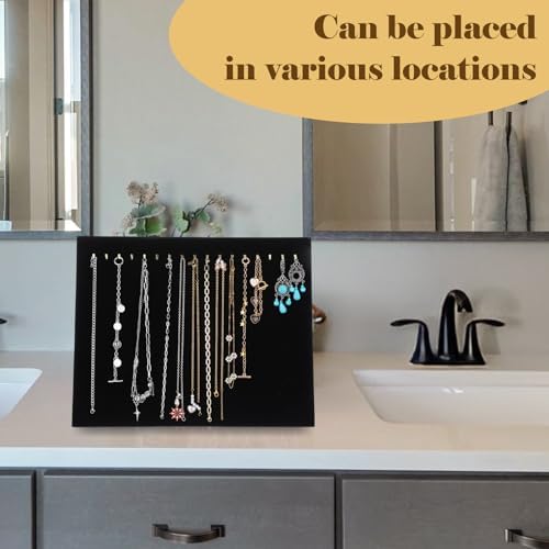 3 Pack Black Velvet Jewelry Display Stands with 17 Hooks