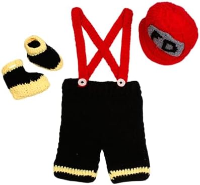 Matissa Newborn Baby Crochet Costume Photo Prop Fireman Hat and Outfit