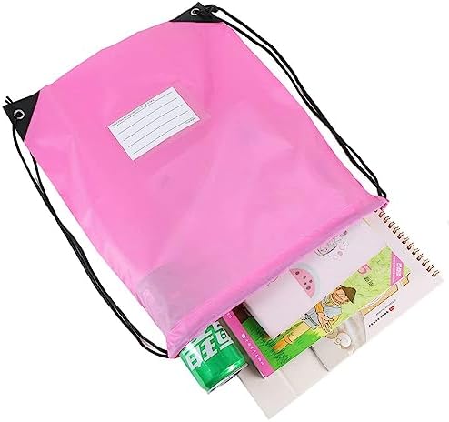20 Pcs Pink Drawstring Bags With Cards