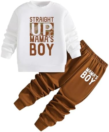 Toddler Boys Outfits Letter Graphic Print Sweatshirt and Sweatpants Set 3-7T