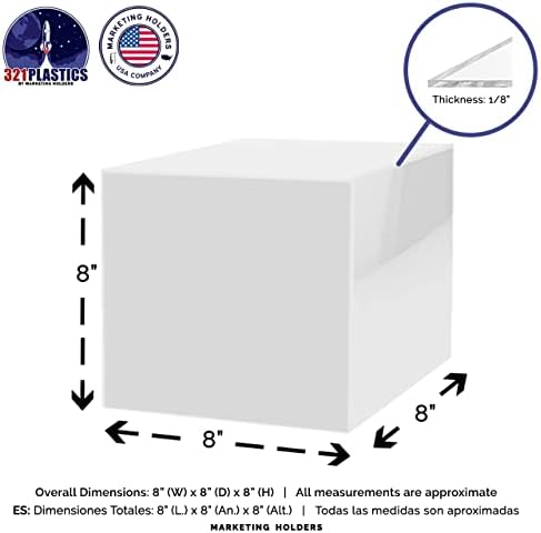 8 Inch White Acrylic Display Box with One Open Side