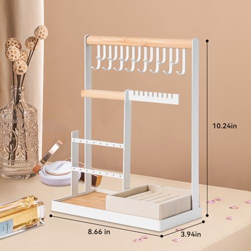 DreamGenius Jewelry Organizer Stand with 4 Tiers and Velvet Ring Holder
