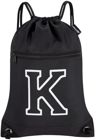 HOLYLUCK Drawstring Bag Initial Backpack Black K
