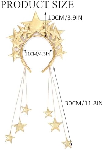 Yean Giant Star Headband Gold Goddess Halo Hair Band Festival Star Headdress for Women and Girls