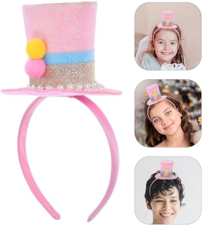 LUOZZY Mini Pink Sequin Headband Birthday Party Hat Costume Accessory for Women Girls