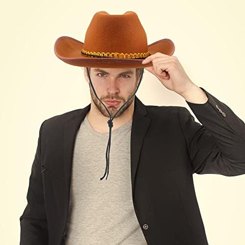 4 Pack Pinch Front Cowboy Hats for Adult Halloween Cosplay Dress Up
