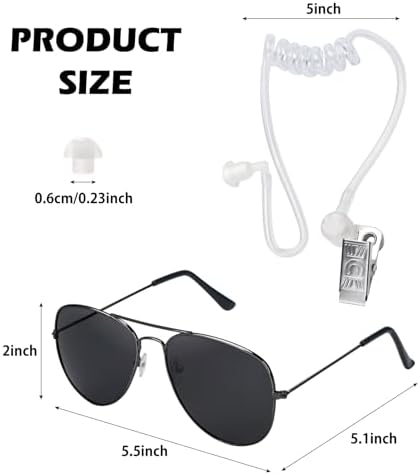 ERDOGLY Spy Earpiece Headphones and Black Sunglasses Set