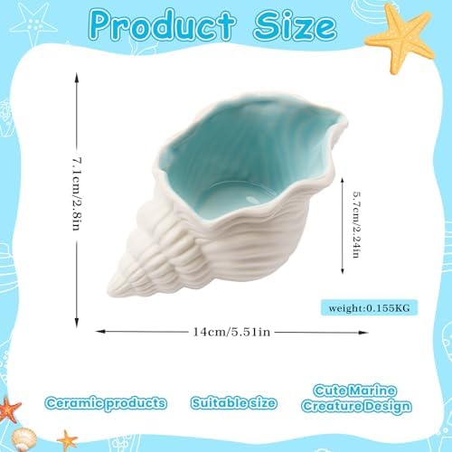 Cute Ceramic Jewelry Tray with Starfish Design Blue Conch