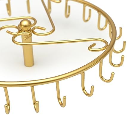 Bosmimeo Rotating Necklace Holder with 23 Hooks and Round Base