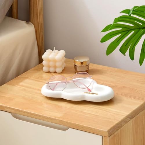 Matte White Ceramic Jewelry Tray for Home Decor