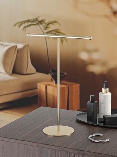 Necklace Organizer Stand 1 Tier Golden Space Saving Design