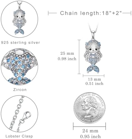Elegant Mermaid Necklace 925 Sterling Silver