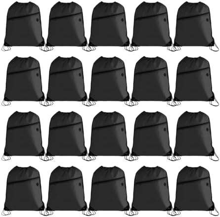 20PCS Drawstring Gym Bag with Front Zip Pocket and 2-Layer Design