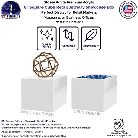 8 Inch White Acrylic Display Box with One Open Side