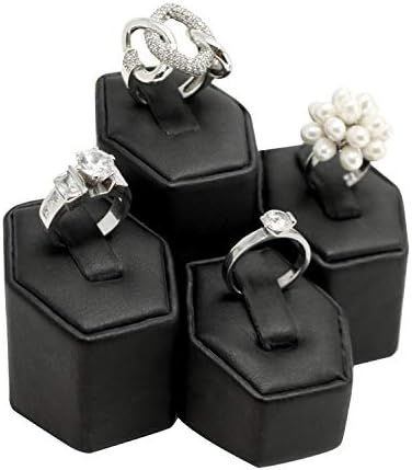 MOOCA Jewelry Ring Display Stand Holder Set 4 Pcs Black