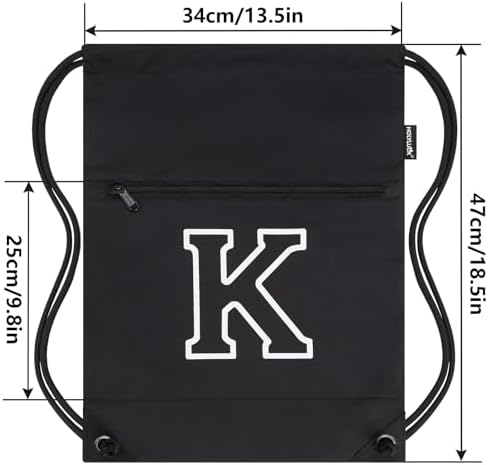 HOLYLUCK Drawstring Bag Initial Backpack Black K