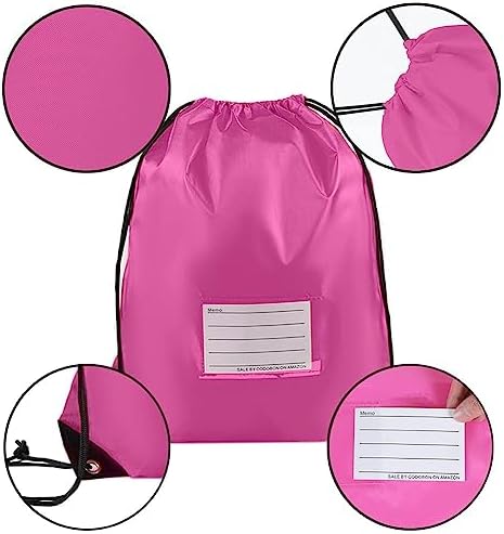 20 Pcs Pink Drawstring Bags With Cards