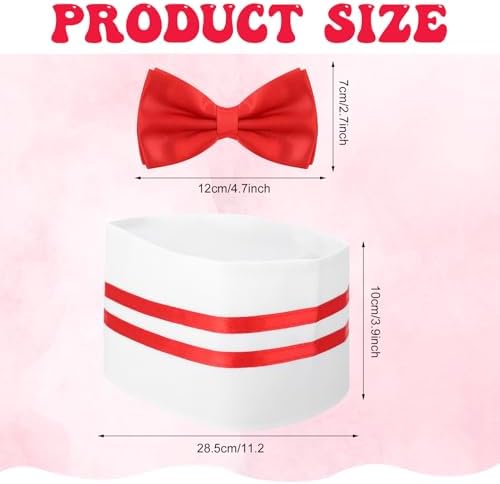 6 Pcs 1950s Waiter Costume Kit with Apron Chef Hat Red Bow Ties