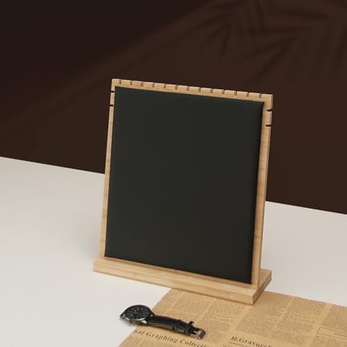 Bamboo Necklace Display Stand with Black PU Leather