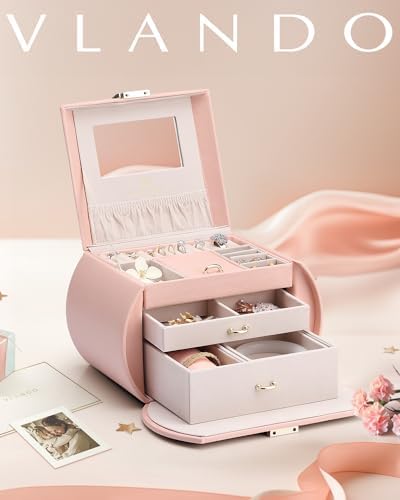 Vlando Princess Style Jewelry Box for Girls Pink