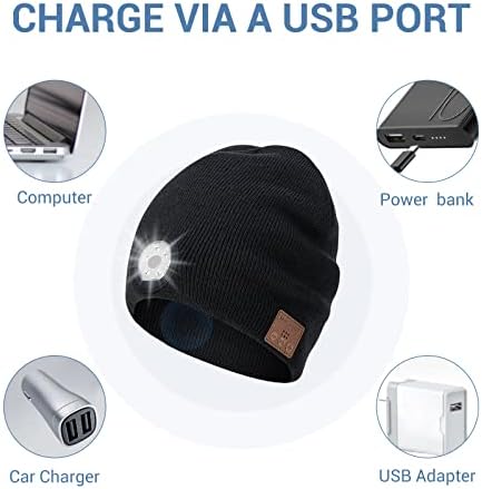 Bluetooth Beanie with LED Light and Stereo Speakers