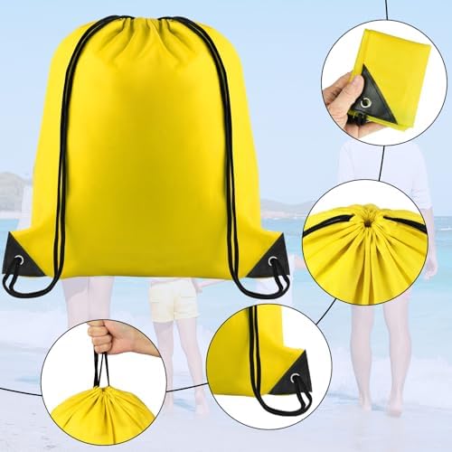 NACHLYNN Drawstring Backpacks 12 Pack Yellow