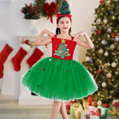 Toddler Christmas Costume Princess Tulle Dress with Hair Accessories