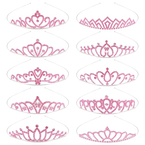 TOBATOBA 10Pcs Sparkling Rhinestone Tiara Headband Set